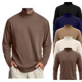 5 Pack Mens Big and Tall Mock Turtleneck Long Sleeve Shirts Plus Size Basic Casual Thermal Pullover Tops XXL