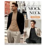 5 Pack Mens Big and Tall Mock Turtleneck Long Sleeve Shirts Plus Size Basic Casual Thermal Pullover Tops XXL
