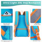 20L Small Hiking Backpack, Lightweight Foldable Daypack Water-resistant Travel Camping Packable Backpack