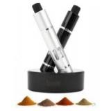 Salt & Pepper Crusher Set with Stand - One-Handed Thumb Press Grinder, Portable Spice Crusher for Kitchen, Dining & Travel - Easy to Use Manual Seasoning Grinder for Fresh Ground Pepper, Sea S