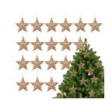 18pcs 3D Star Christmas Tree Ornaments: 3. 34\" Five Pointed Star Pendant for Xmas Tree Ornaments - Hanging Decorations for Home Wedding Party Pentagram Table(Golden-Brown)