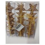18pcs 3D Star Christmas Tree Ornaments: 3. 34\" Five Pointed Star Pendant for Xmas Tree Ornaments - Hanging Decorations for Home Wedding Party Pentagram Table(Golden-Brown)