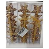 18pcs 3D Star Christmas Tree Ornaments: 3. 34\" Five Pointed Star Pendant for Xmas Tree Ornaments - Hanging Decorations for Home Wedding Party Pentagram Table(Golden-Brown)