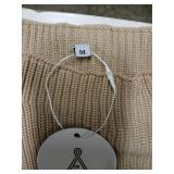 Anrabess 2 Piece Ribbed Khaki Knit Long Sleeve Sweater and White Lounge Pant Set Size M - Sweater is long sleeve