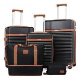 Joyway 5-Piece Luggage Set ABS Hardshell Spinner Suitcase with TSA Lock - Expandable 20"and 24" Carry-On - 28" Checked Luggage-Black
