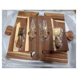 Large Charcuterie Board Set - 3 Pieces with Knife Set, Premium Acacia Wood Cheese Boards, Heart Shaped Serving Tray with Gift Box, Wedding & Bridal Shower Gift, Valentines Day Gifts