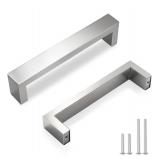Brushed Nickel Cabinet Pull Handles 30 Pack - 128mm (5\") Hole Spacing, 20mm (0.79") Width - Stainless Steel Modern Drawer Handles for Kitchen & Bathroom Cabinets