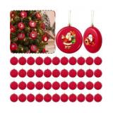 VioraWhite 48 Pcs 2.36 Inch DIY Christmas Ornaments Red Blank Ball Ornament Xmas Plastic Matte Flat Discs Christmas Tree Hanging Ornament Decorations DIY Crafts Painting Drawing Stickers Decals