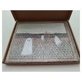 Pinetree Art Framed Easter Wall Decor, Funny Spooky Wall Art Vintage Decoration for Rustic Farmhouse, Cute Ghosts at Wildflower Meadow Canvas Prints for Bedroom Home Decor (8" x 10", K)