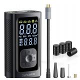 Syncwire Tire Inflator Portable Air Compressor - 150PSI 2X Faster Inflation Smart Air Pump for Car Tires [Extra-Large LCD] with Digital Pressure Gauge, Auto Shut-Off for Car, Motorcycle, Bike & Balls