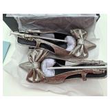 Slingback Kitten Heels with Bow Pointed Closed Toe Pumps Prom Wedding Party Shoes Low Heels Short Pumps