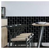 WALPLUS Upgraded Backsplash Tile Peel and Stick for Kitchen Wall Stick On Backsplash Tile for Bathroom Adhesive Glossy Heat Resistant Sticky Backsplash for Kitchen 11.8" x 11.8" Black 12 Sheets