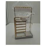 Lolalet Jewelry Organizer Stand, No Assembly Needed Display Storage with Rotating Earring Holder for Necklace Bracelet Rings, Galentines Valentines Gifts Room Dorm Decor for Women Girls -Gold