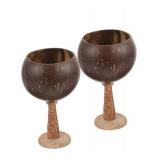 BESTonZON 2Pcs Cocktail Coconut Glasses 6.1 Inch Polished Tropical Goblets for Hawaiian Party Drinks Real Coconut Cocktail Cups for Summer Events and Barware