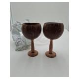 BESTonZON 2Pcs Cocktail Coconut Glasses 6.1 Inch Polished Tropical Goblets for Hawaiian Party Drinks Real Coconut Cocktail Cups for Summer Events and Barware