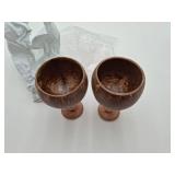 BESTonZON 2Pcs Cocktail Coconut Glasses 6.1 Inch Polished Tropical Goblets for Hawaiian Party Drinks Real Coconut Cocktail Cups for Summer Events and Barware