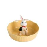 DIHOclub Decorative Ceramic Candy Bowl - Snack Serving Dish for Pistachios, Nuts, Candies, Jewelry Storage, Perfect for Holidays, Parties, and Gifts, 6 Inches (Yellow Rabbit)