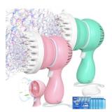 Sloosh 2 PCS Tape-C Charging Bubble Gun Toy for Ages 3-8 Boys Girls with Removable Fan, Bubble Solution, Bubble Machine Gun for Kids, Adults, Summer Toys, Party Favors, Easter, Birthday Gift, Outdoor