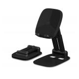 DEERLAMN Cell Phone Stand for Desk, Height Adjustable Cell Phone Holder Portable Desktop Stand, Travel Home Office Desk Accessories Compatible with iPhone 16/15/14/13/12/11 All Smartphone - Black