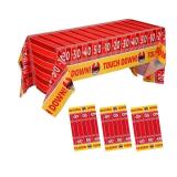 Oudain 3 Pack Red and Gold Football Party Decorations 54 x 108 Inch Football Tablecloth Disposable 2026 Plastic Touchdown Table Cover Red and Gold Decoration Runner for Birthday Game Decor