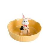 DIHOclub Decorative Ceramic Candy Bowl - Snack Serving Dish for Pistachios, Nuts, Candies, Jewelry Storage, Perfect for Holidays, Parties, and Gifts, 6 Inches (Yellow Rabbit)