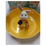 DIHOclub Decorative Ceramic Candy Bowl - Snack Serving Dish for Pistachios, Nuts, Candies, Jewelry Storage, Perfect for Holidays, Parties, and Gifts, 6 Inches (Yellow Rabbit)