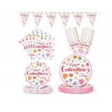Qinyoung 25 Set Galentines Day Party Decoration Conversation Candy Heart Tableware Set Conversation Heart Disposable Paper Plates Napkins and Cups Happy Galentines Banner for Valentines Party Supplies