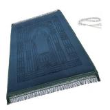 JE JOUE Luxury Islamic Prayer Mat with Tasbih Beads - Extra Thick Large Padded Sajadah for Men, Women & Kids, Soft Non-Slip Muslim Prayer Rug for Eid, Ramadan, Travel(31 \"x 47\",Blue)