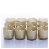 Gold Votive Candle Holders, BeMoment Glitter Glass Tealight Candle Holder for Christmas, Wedding Decor and Home Decor, Festival, Xmas, Holiday, Set of 12 - Retail: $11