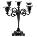Black Candelabra Candle Holders for Pillar Candles 10.6 inch Tall, 5 Candle Candlestick Holder for 1/2-1 inch Taper Candles Halloween Candelabra Decoration Easy Assembly (Black) - Retail: $22