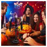 Black Candelabra Candle Holders for Pillar Candles 10.6 inch Tall, 5 Candle Candlestick Holder for 1/2-1 inch Taper Candles Halloween Candelabra Decoration Easy Assembly (Black) - Retail: $22