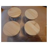 4 Pack Glass Qtip Holder Dispenser Glass Apothecary Jars with Lids Cotton Ball Swab Pad Holder Bathroom Essential Canisters Accessories Jars for Bathroom Organization Vanity Organizers - Retail: $24