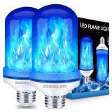Upgraded LED Flame Light Bulbs, 4 Modes Flickering Light Bulbs, E26 Base Fire Flame Bulb for Halloween Decorations Outdoor, Christmas Lights Patio Indoor Home Decor (Blue, 2 Pack) - Retail: $16