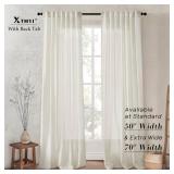 90 Inches Long Sheer Linen Curtains 2 Panels Set, Hook Tape Back Tab Semi Sheer Cotton Blend Fabric Modern Cottage Core Cottagecore Curtain Drapes for Living Room Bedroom,50x90 in Length - Retail: $37