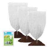 3 Pack Plant Covers Freeze Protection, 25"x32"  Plant Frost Covers for Outdoor Plants Shrub Potted Plants Use, Winter Cloth Plant Tree Cover with Drawstring for Cold Weather - Retail: $12"