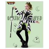 Spooktacular Creations Halloween Costume for Girls, Horror Black and White Vertical Striped Costume for Kids, Halloween Dress Up, Role Play, Cosplay Party