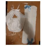 Adult Shepherdess Costume Set with Bonnet White Stockings With Blue Bow Shepherd