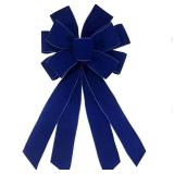 Christmas Navy Blue Velvet Wreath Bow for Front Door Decor, 20 x 11 Inches Large Festival Bows Winter Farmhouse Bow Wedding Tree Topper Ornament Bow for Wreath Home Decorations - Retail: $9