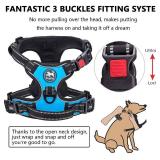 Dog Harness and Leash Combo, Escape Proof No Pull Vest Harness, with 5 Feet Leash, Reflective Adjustable Soft Padded Pet Harness with Handle for Small to Large Dogs(Blue,S) - Retail: $23