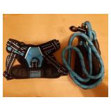 Dog Harness and Leash Combo, Escape Proof No Pull Vest Harness, with 5 Feet Leash, Reflective Adjustable Soft Padded Pet Harness with Handle for Small to Large Dogs(Blue,S) - Retail: $23