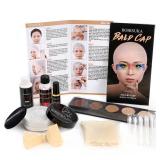 Bald Cap Halloween Makeup Kit for Men & Woman, Complete Bald Cap Costume Character Set, Realistic Bald Cap Kits for Cosplay Make Up, SFX Makeup, Dress-Up Party, Stage, Theater & Film - Retail: $23