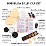 Bald Cap Halloween Makeup Kit for Men & Woman, Complete Bald Cap Costume Character Set, Realistic Bald Cap Kits for Cosplay Make Up, SFX Makeup, Dress-Up Party, Stage, Theater & Film - Retail: $23