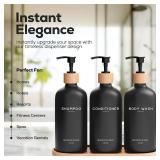 Black Shampoo and Conditioner Dispenser Set by Brighter Barns - Body Wash, Shampoo Dispenser for Shower with Pump - Refillable Plastic Shower Soap Dispenser for Bathroom Decor in Home, Airbnb (Black) 