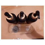 Black Shampoo and Conditioner Dispenser Set by Brighter Barns - Body Wash, Shampoo Dispenser for Shower with Pump - Refillable Plastic Shower Soap Dispenser for Bathroom Decor in Home, Airbnb (Black) 