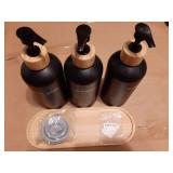 Black Shampoo and Conditioner Dispenser Set by Brighter Barns - Body Wash, Shampoo Dispenser for Shower with Pump - Refillable Plastic Shower Soap Dispenser for Bathroom Decor in Home, Airbnb (Black) 