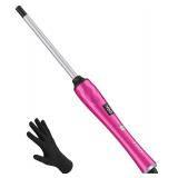 Small Curling Wand, 3/8 Inch Curling Iron for Short & Long Hair, Ceramic Small Barrel Curling Iron with Argan Oil & Keratin Infused, 30s Fast Heat Up, 12 Adjustable Temperature, Glove Included - Retai