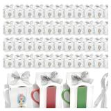 100 Pieces Mug Boxes, 11 Oz Sublimation Mugs Gift Box with Ribbon for Packaging Shipping Selling, Small White Cups Blanks Wrapping Bulk for Wedding, Birthday, Christmas - Retail: $22