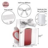 100 Pieces Mug Boxes, 11 Oz Sublimation Mugs Gift Box with Ribbon for Packaging Shipping Selling, Small White Cups Blanks Wrapping Bulk for Wedding, Birthday, Christmas - Retail: $22