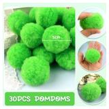 30pcs Large Pom Poms 2 Inch Light Green Craft Fuzzy Pompoms Balls for DIY Arts and Crafts Projects Home Decorations  - Retail: $8