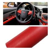 Silence Shopping 3D Carbon Fiber Vinyl Car DIY Wrap Sheet Roll Film Sticker Decal - Red Color 127X30cm 50X11.8" (Red) - Retail: $10"